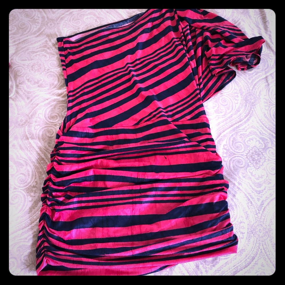 Pink Owl one shoulder fitted mini dress